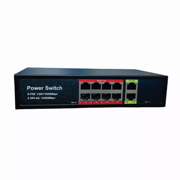 10 Port Power over Network Gigabit POE Network Switch for IP Cameras / POE Access Points (8 x POE gig + 2 x 1 gig uplink)