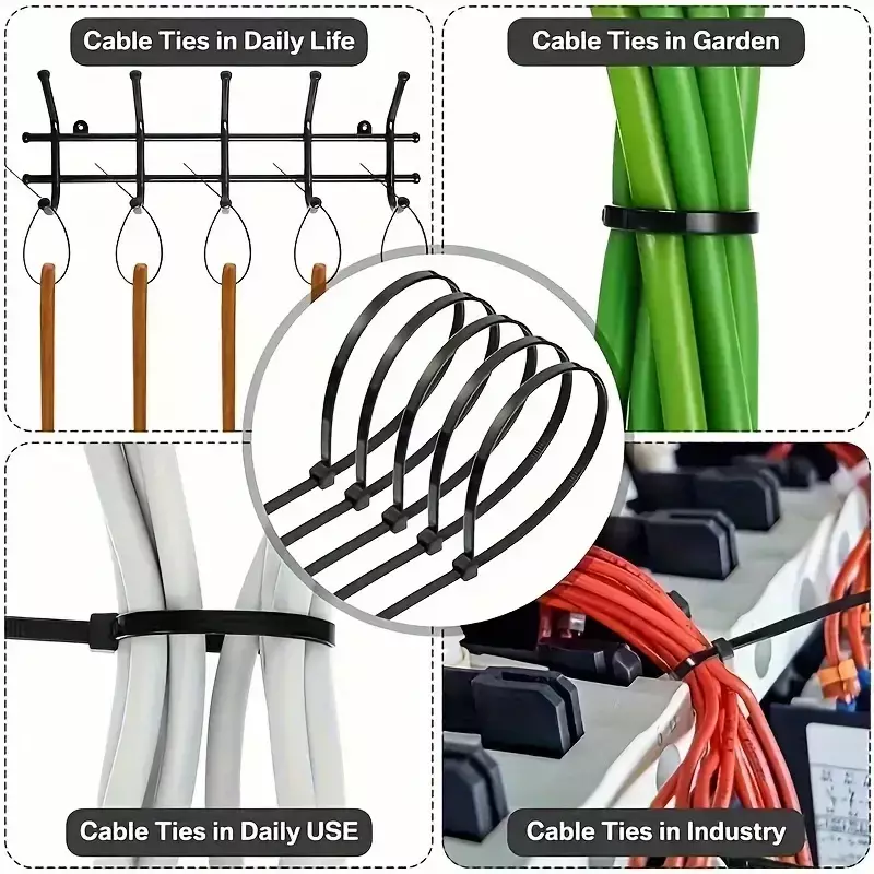 100 Pack Cable Ties | Various Lengths | Black or White