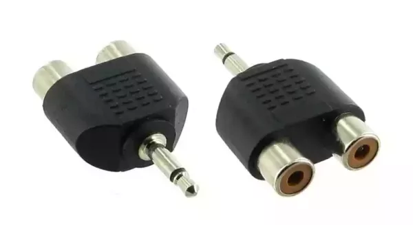 3.5mm Mono Jack Plug to 2 x RCA Female Adapter