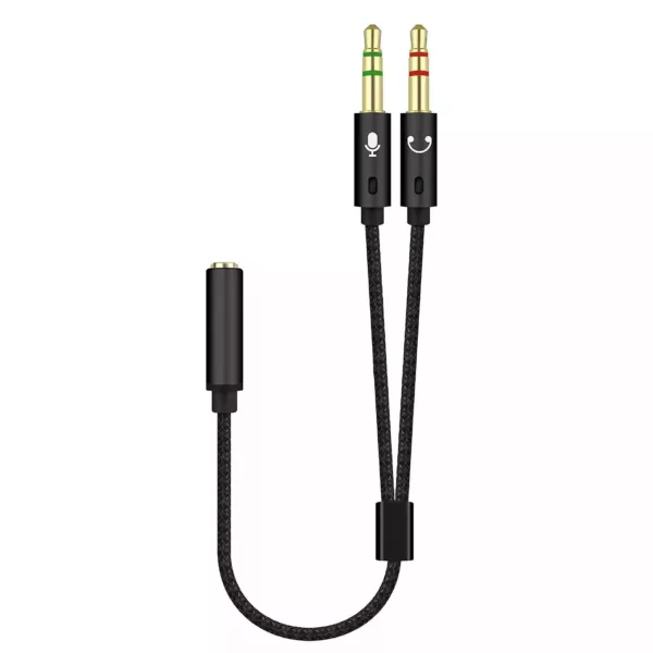 3.5mm Y Splitter Cable - Female 3.5mm Jack to 2 x Male for Headphones & Microphone Input Audio