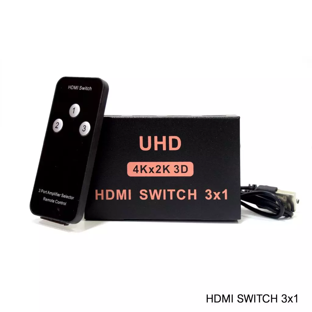 3-Port HDMI Switch 3x1 Switcher Selector Splitter 4K 1080P HDMI 2.0 + Remote