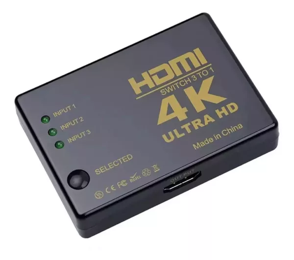 4k UltraHD 3x1 (3 input ports) HDMI Switch with built-in Equalizer & IR Remote Control