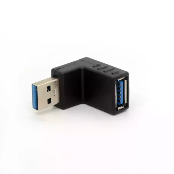 90 Degree USB 3 Adapter - Male to Female Adapter for any USB 3.0 Laptop / PC