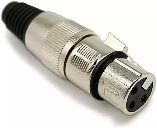 3 Pin XLR Female Connector | Solder-on Connector | Metal with Black Sleeve