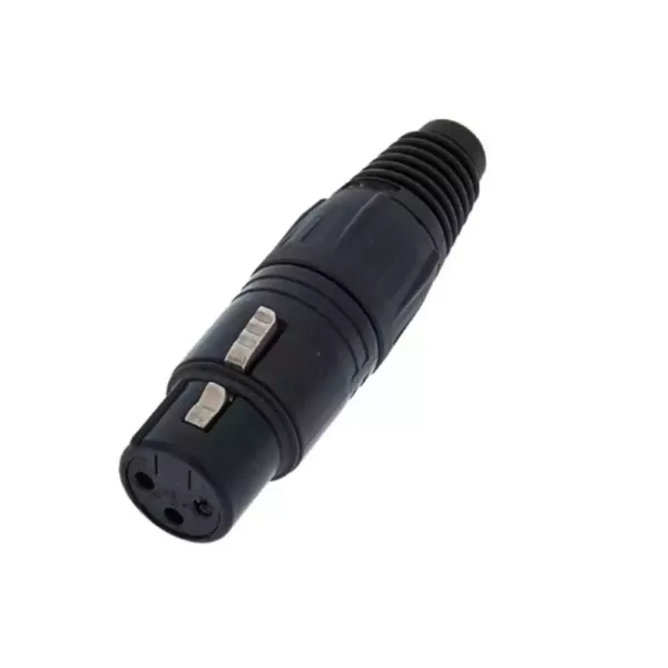 3 Pin XLR Female Connector | Solder-on Connector | Metal with Black Sleeve