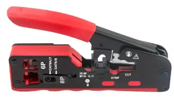 RJ11 & RJ45 eZ Crimping Tool for CAT6/CAT7 Network Connectors with Cable Passthrough