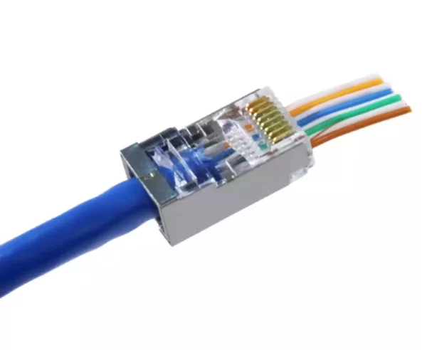 Shielded eZ RJ45 CAT6/CAT7 Network Connector | Push Through Crimp with External Ground