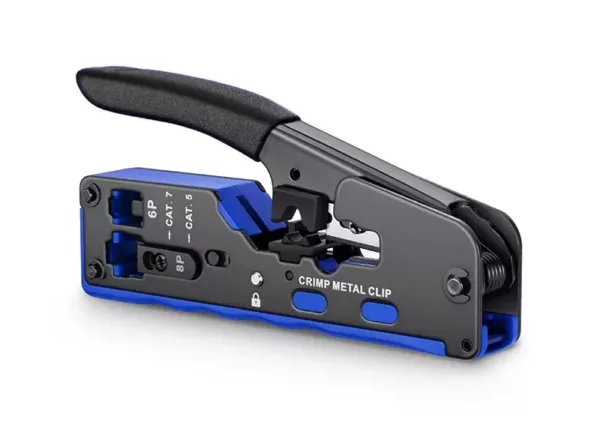 eZ RJ45 Crimper Tool for CAT6/CAT7 Network Connectors with Cable Passthrough