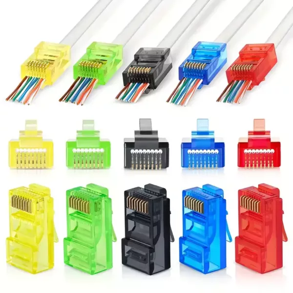 Unshielded eZ RJ45 CAT6/CAT7 Network Cable Connector + Rubber Boot | Push Through Crimp Connector