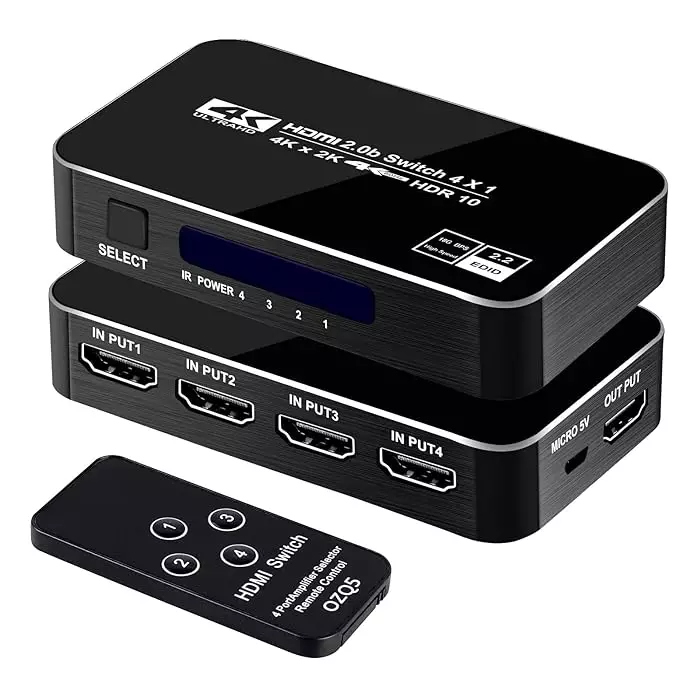 4k UltraHD HDMI V2.0b 4x1 HDMI Switch With HDR Support And IR Remote