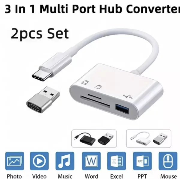 USB C / Micro USB or USB 3 | SD Card + MicroSD Card Reader | PC, Apple iPhone, MAC and Android Compatible