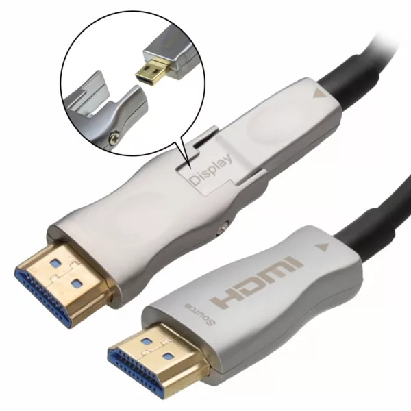 8k 60hz 20 Meter Fiber Hdmi Cable with Removable Head | 5.83mm head for small conduit