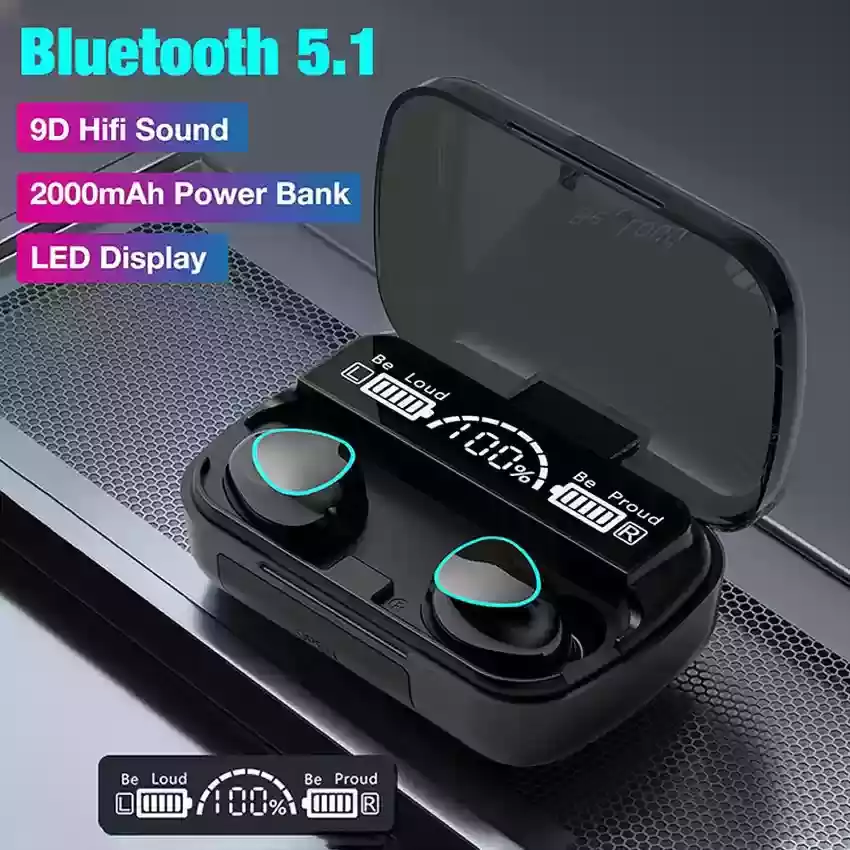 Wireless Bluetooth Earbuds with RGB and LED Charge State Display Charging Case | TWS M10