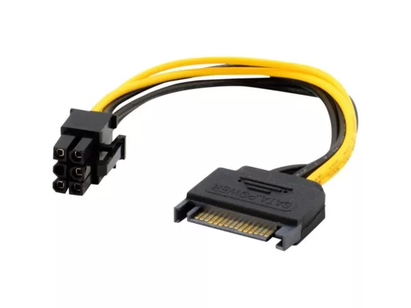 Male SATA to 6-pin Male PCIe Power Adapter Cable (HDE PCI Express)