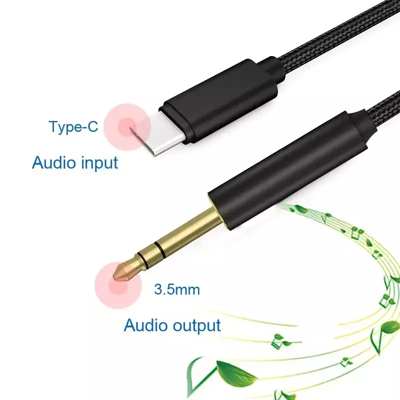 1 Meter USB C to 3.5mm Male Jack Audio for Smartphones | Include DAC Chip for Samsung S22/S23/S24 and others