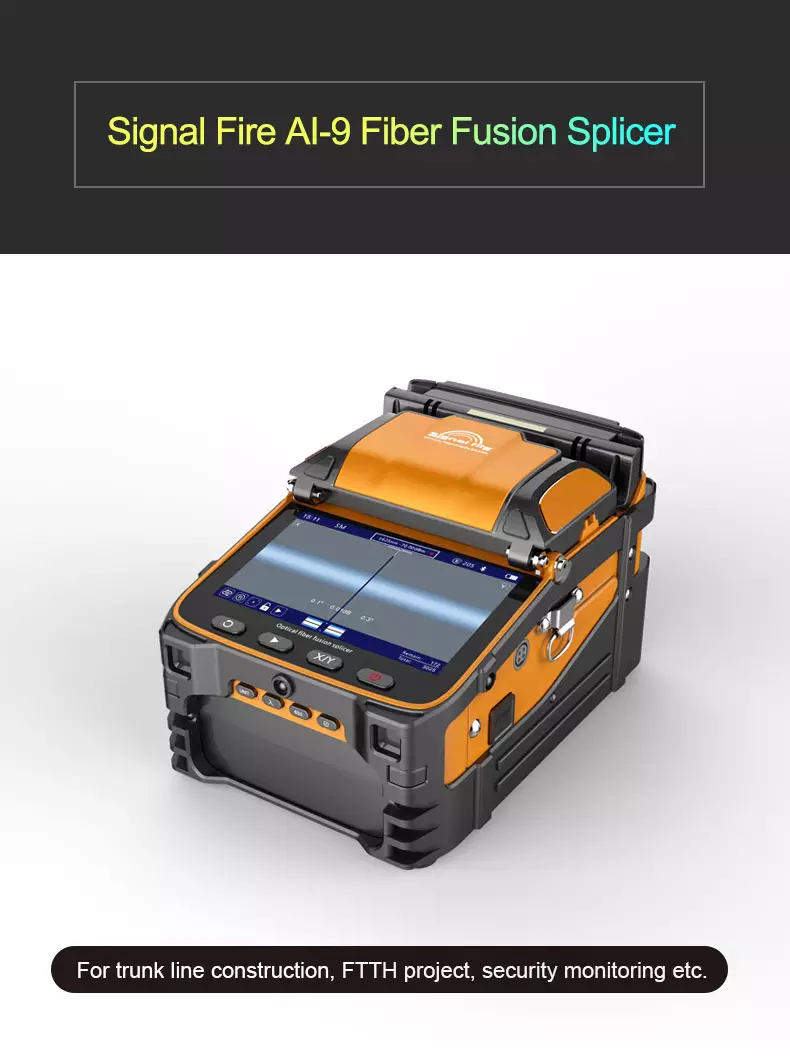 Fiber Fusion Splicer | AI-9 Splice Machine | 6 Motors | Power Meter VFL | Rechargeable Lithium Battery