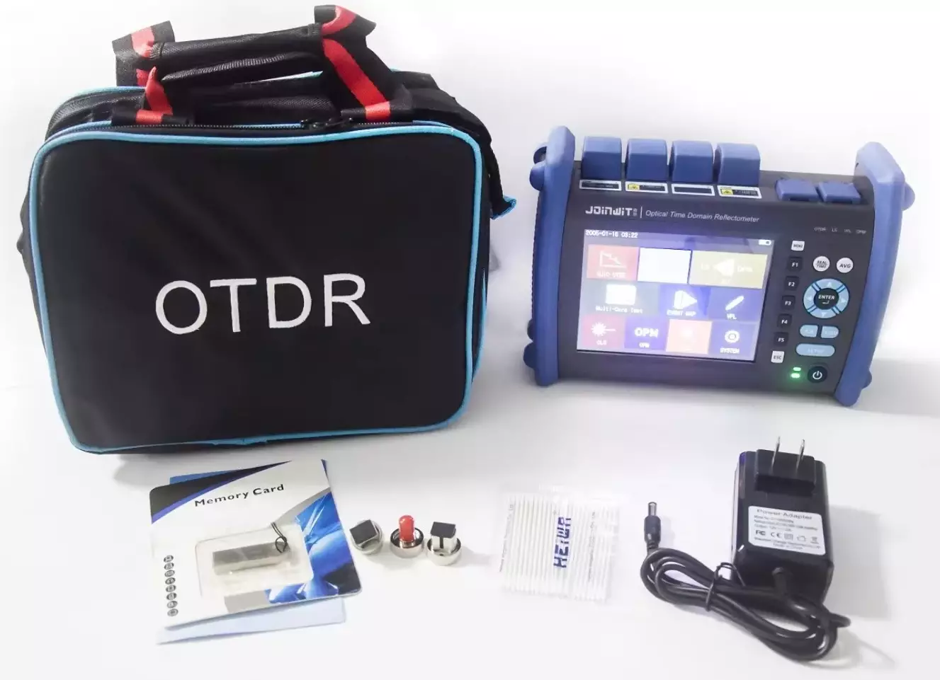 Fiber Optic OTDR Tester | JW3302E | Optical Time Domain Reflectometer | VFL, LS, OLS, OPM, FE1 Testing | Rechargeable Lithium Battery