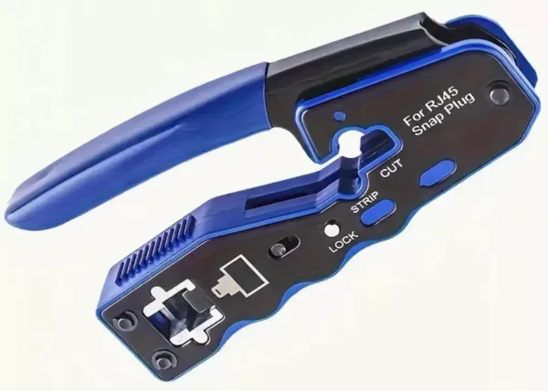 RJ11 & RJ45 eZ Crimping Tool for CAT6/CAT7 Network Connectors with Cable Passthrough