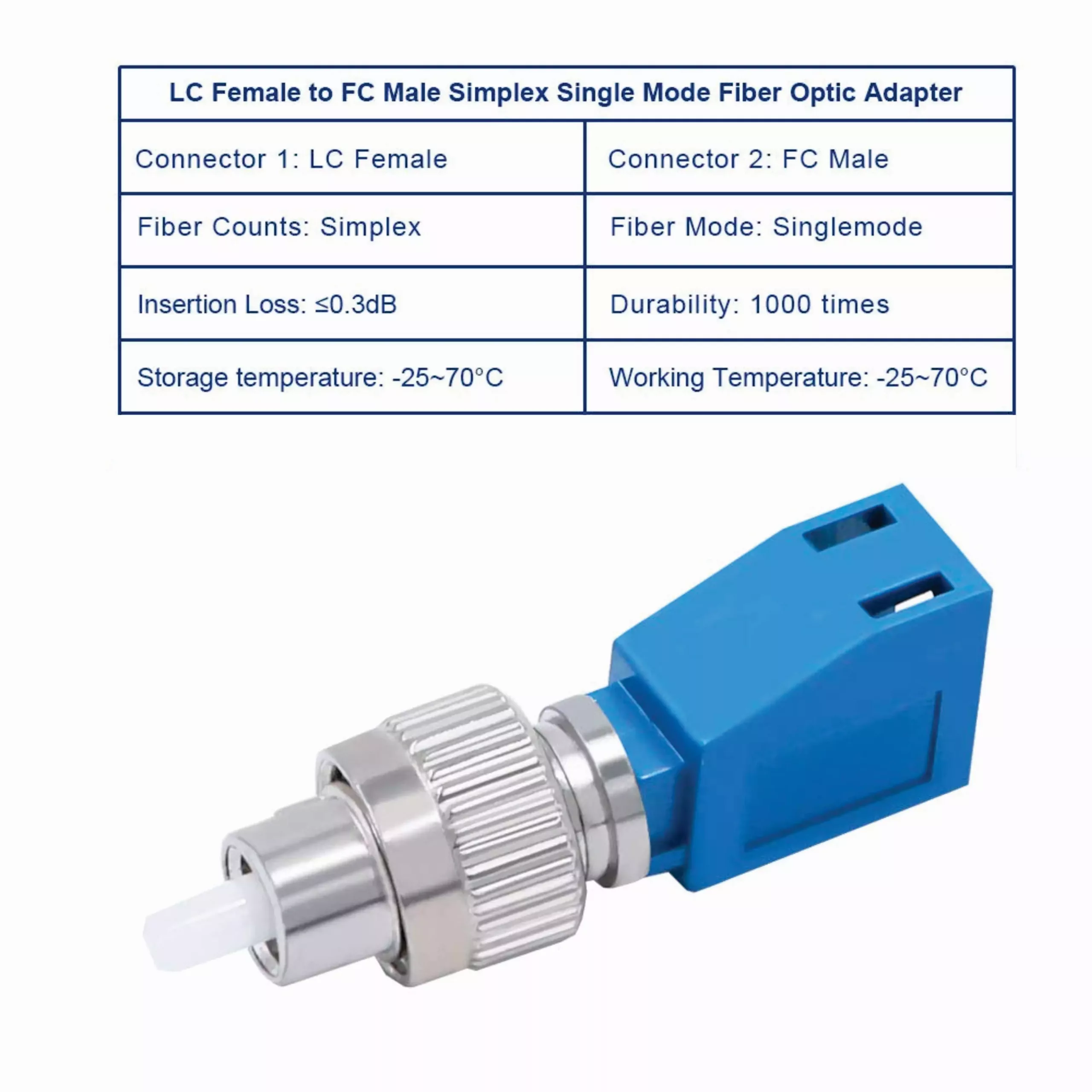 LC/UPC Female to FC/UPC Male Adapter | Simplex Single Mode Fiber Optical Adapter