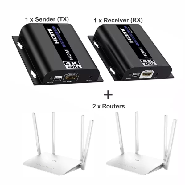 4k UltraHD Wireless HDMI Set with IR Control | Up to 25 Meter Wifi HDMI expandable up to 150 Meter