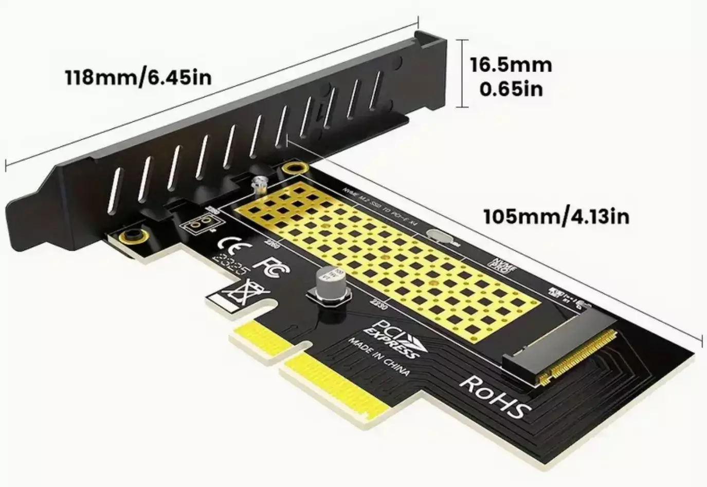 M.2 NVME to PCIE 4x Adapter Card for M.2 Solid State Drive | Compatible with 16x PCI-E Slot, GEN 1 – GEN 4 NVME SSD